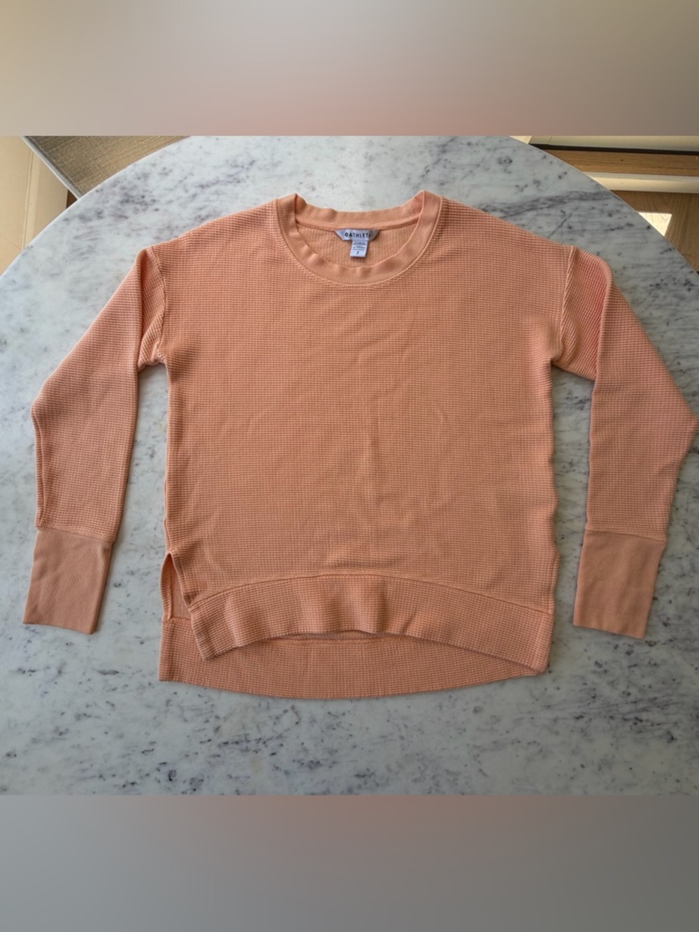 Athleta Peach Waffle-Knit Crew Sweater